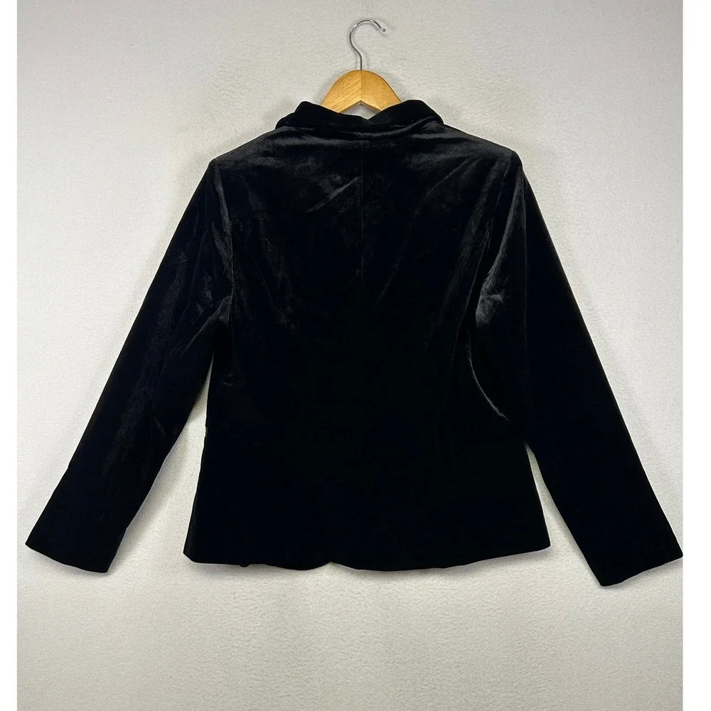 Dark Academia Allegra K Women Size M Black Velvet Shawl Collar One Button Blazer